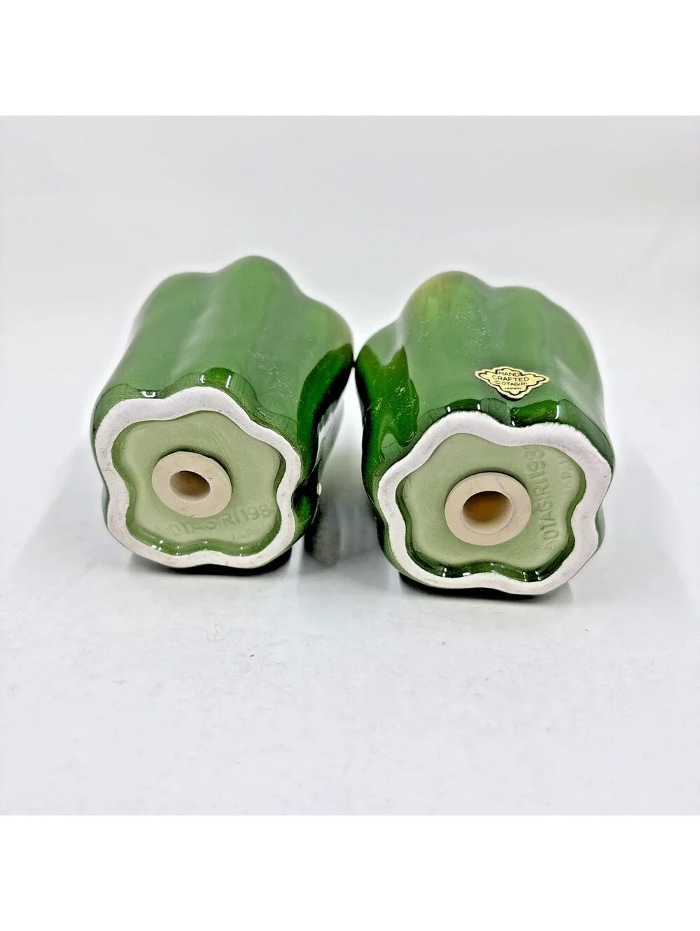 Vintage Otagiri Green Peppers Salt Pepper Shakers Ceramic Japan 1984